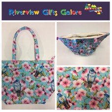 Large Tote Bag With Zip - Blue Bird